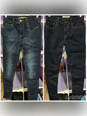 Lot of 2 Levi's Very Dark Indigo and Dark Indigo 710 Super Skinny Jeans